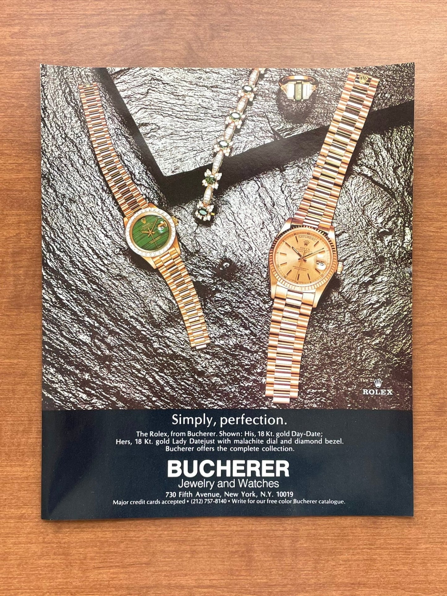 1979 Rolex Day - Date and Lady Datejust w/ malachite dial "Simply, perfection." Advertisement