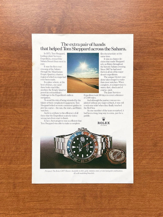 1979 Rolex GMT Master Ref. 1675 "across the Sahara." Advertisement
