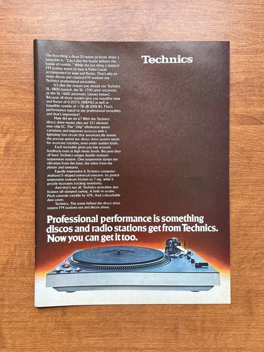 1979 Technics Turntable Advertisement
