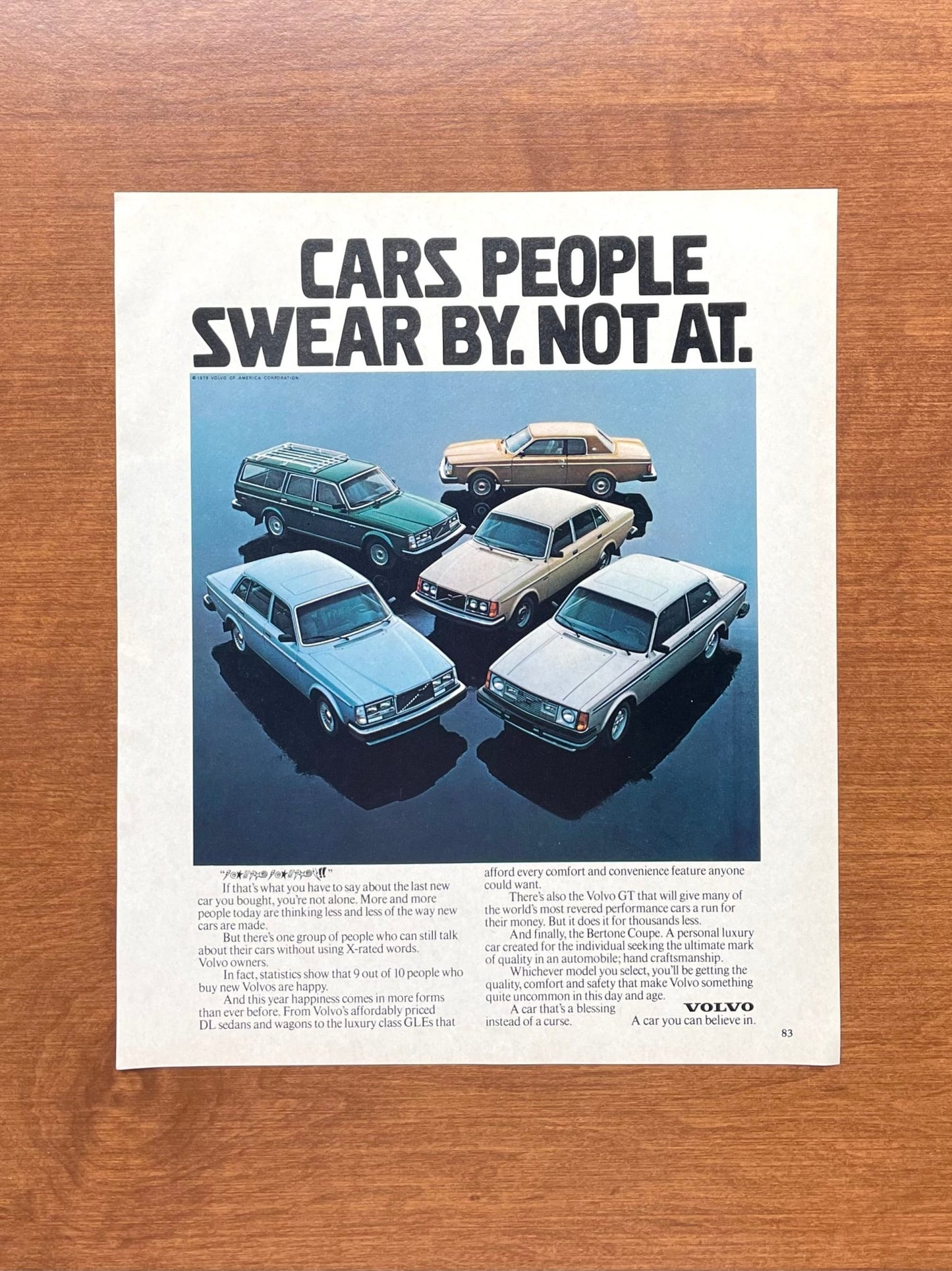 1979 Volvo "Cars People Swear By. Not At." Advertisement