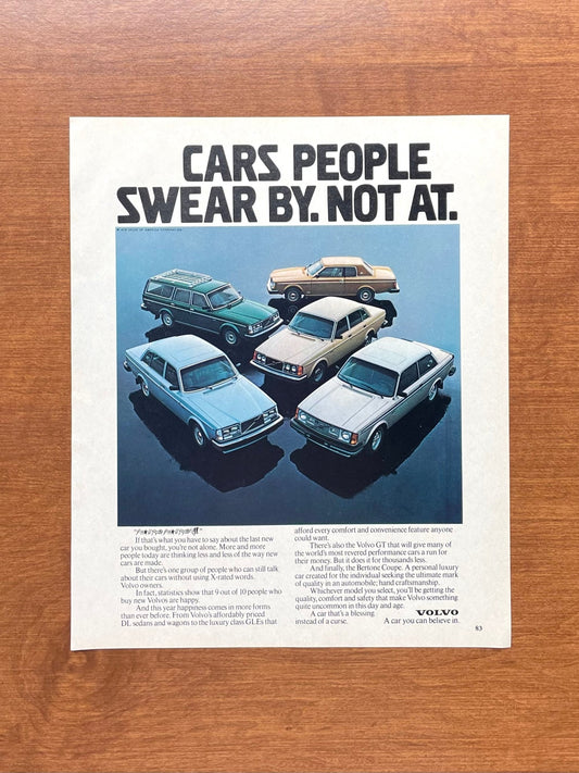 1979 Volvo "Cars People Swear By. Not At." Advertisement