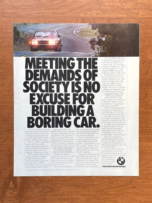 1980 BMW 528i "No Excuse for Building a Boring Car" Advertisement