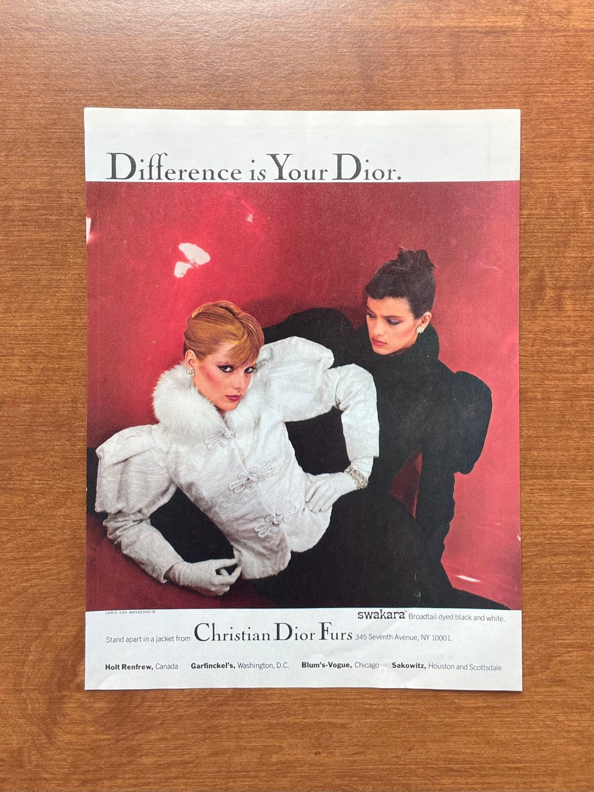 1980 Christian Dior "Difference is Your Dior" by Chris von Wangenheim Advertisement