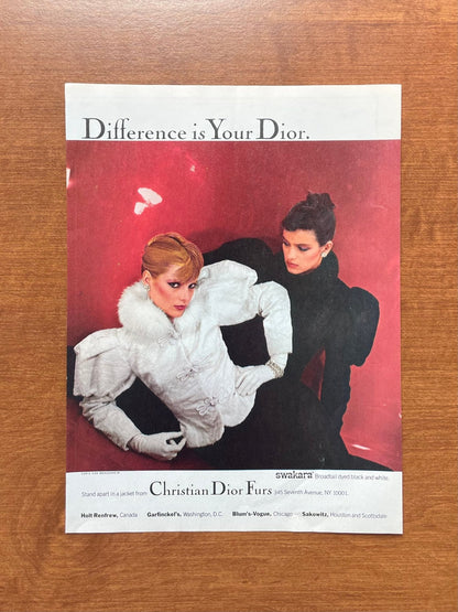 1980 Christian Dior "Difference is Your Dior" by Chris von Wangenheim Advertisement