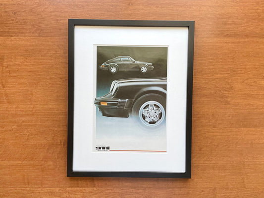 1980 Porsche 911 artwork Advertisement in Black Wood Frame