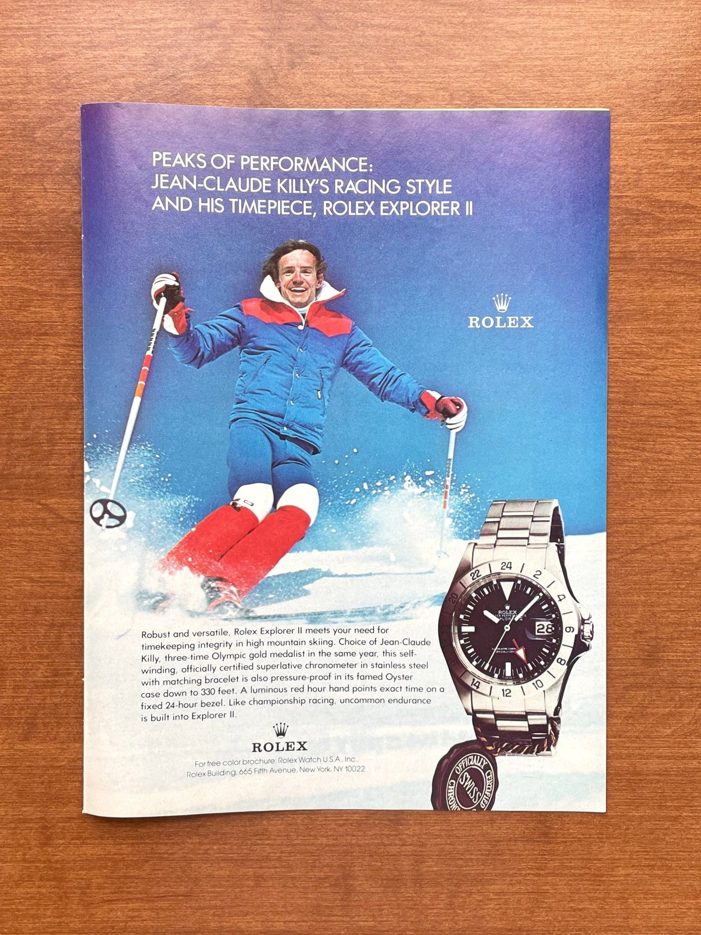 1980 Rolex Explorer II Ref. 1655 feat. Jean - Claude Killy Advertisement