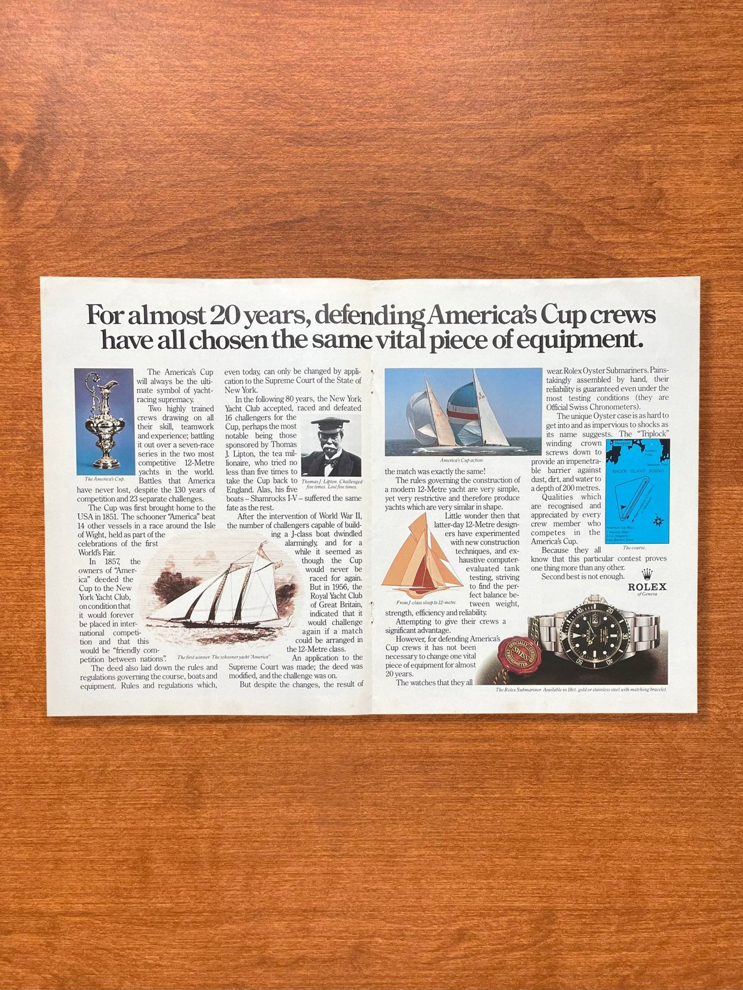 1980 Rolex Submariner Ref. 16800 "America's Cup" Advertisement