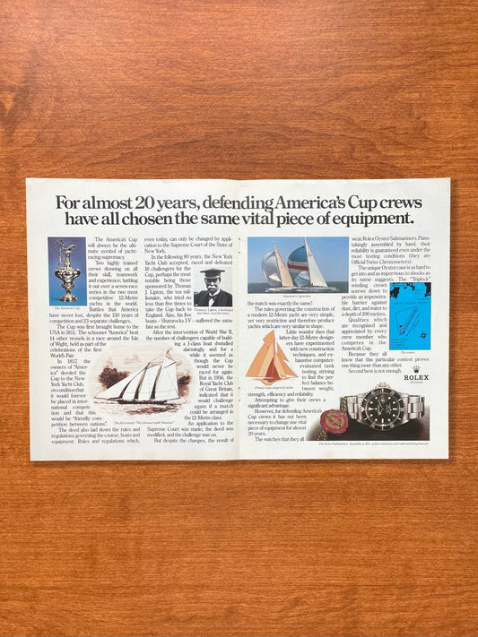 1980 Rolex Submariner Ref. 16800 "America's Cup" Advertisement