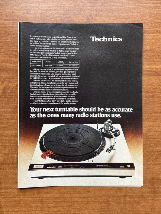 1980 Technics Turntable Advertisement