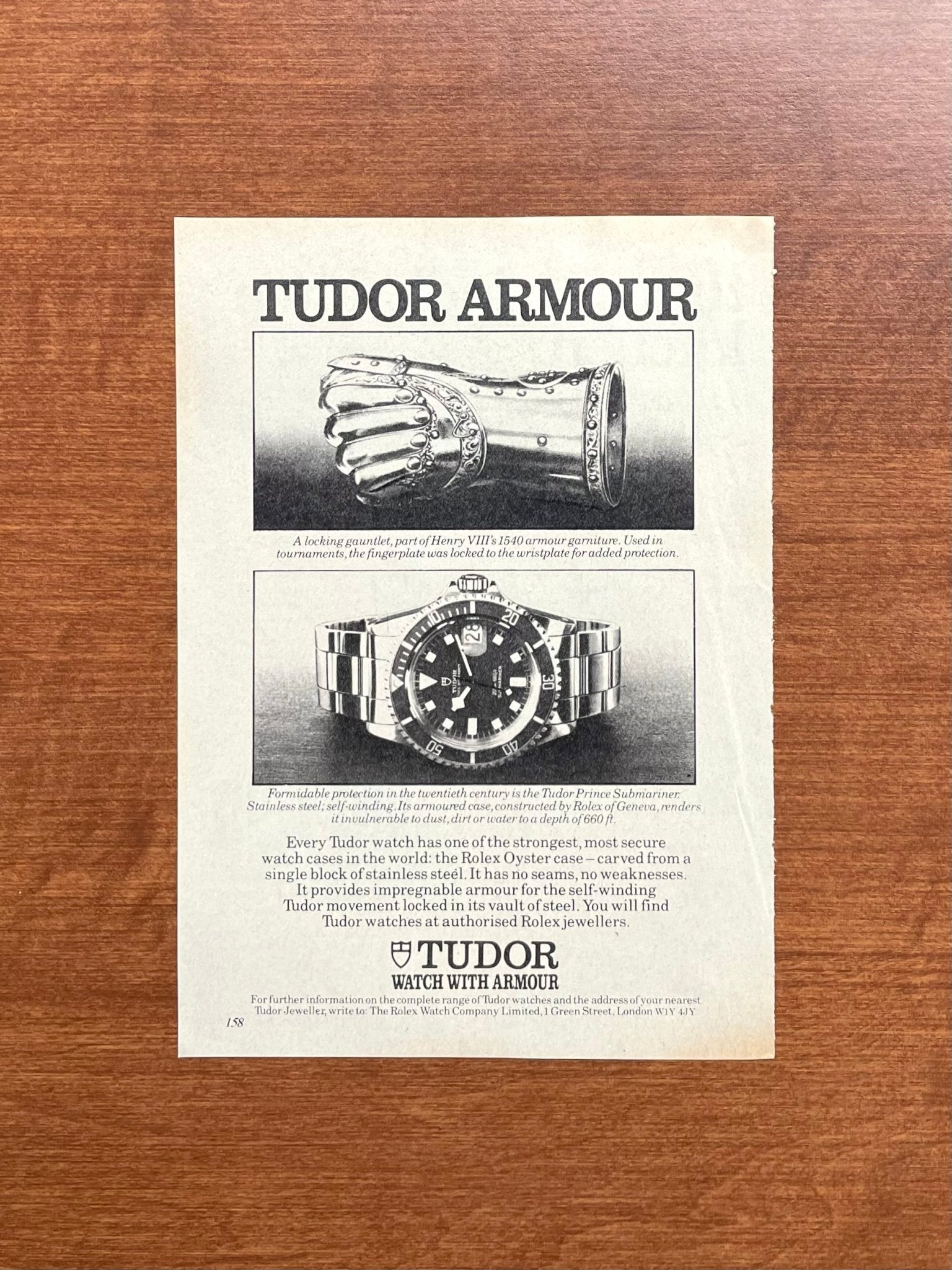 1980 Tudor "Snowflake" Submariner Advertisement