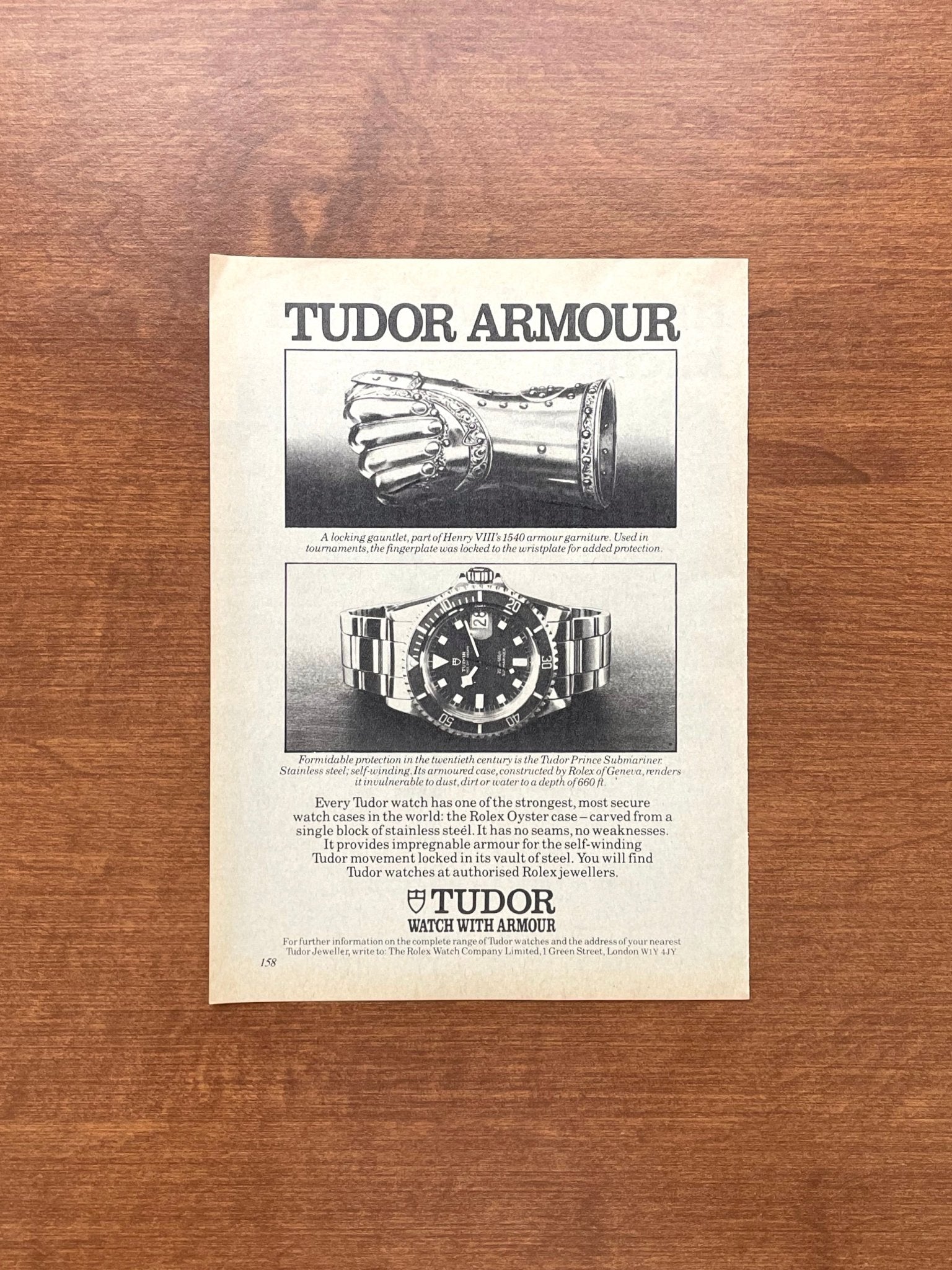 1980 Tudor "Snowflake" Submariner Advertisement