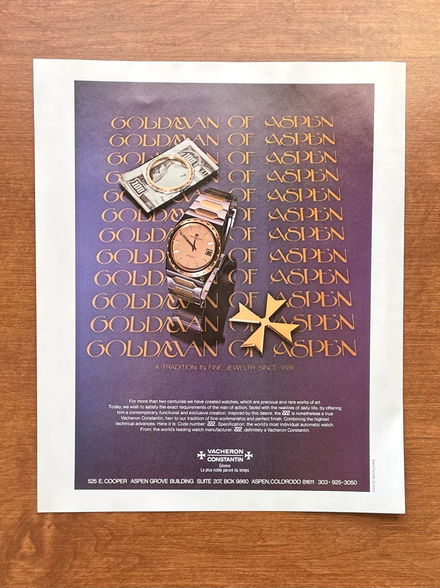 1980 Vacheron Constantin 222 with money clip Advertisement