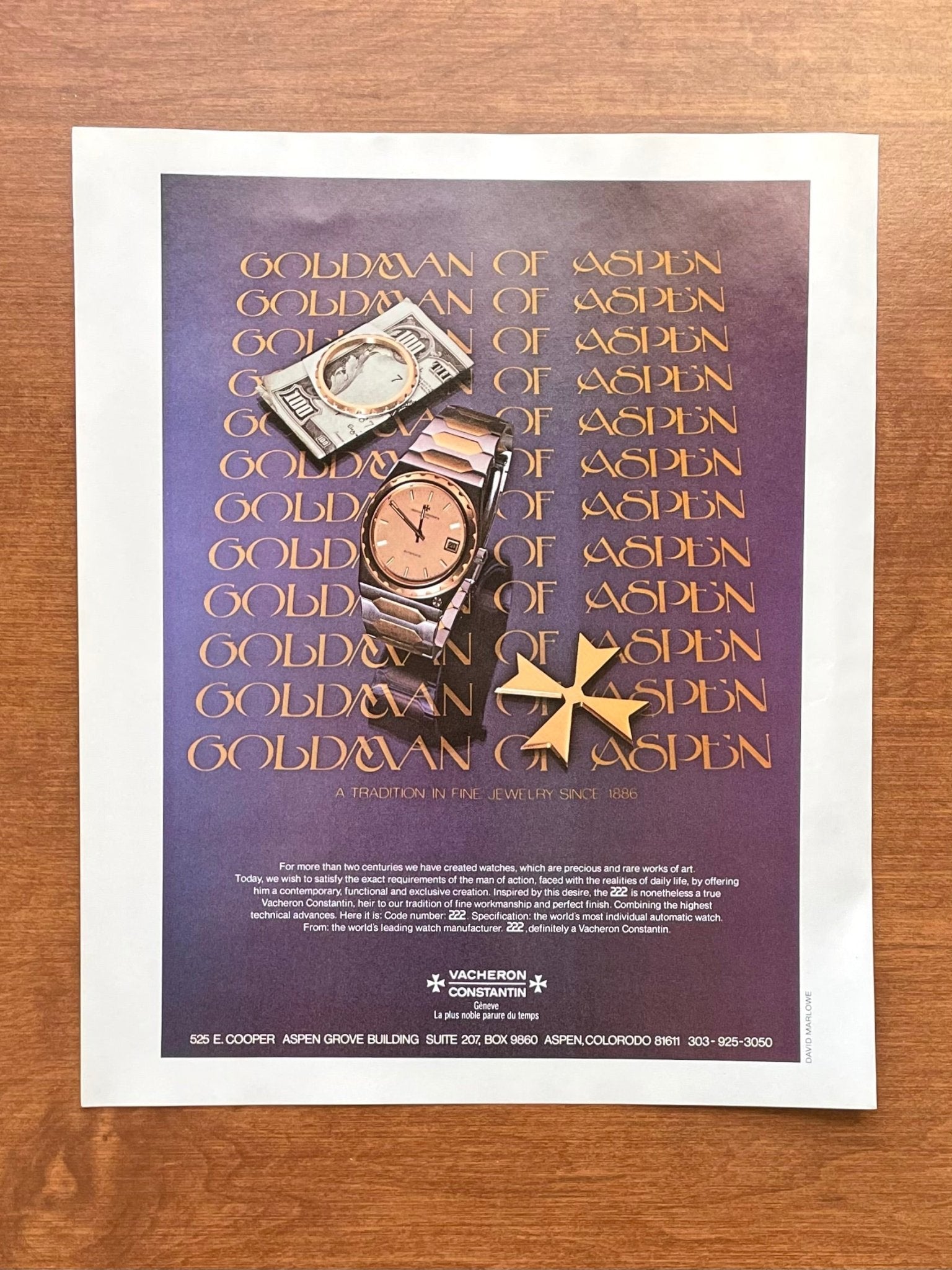 1980 Vacheron Constantin 222 with money clip Advertisement