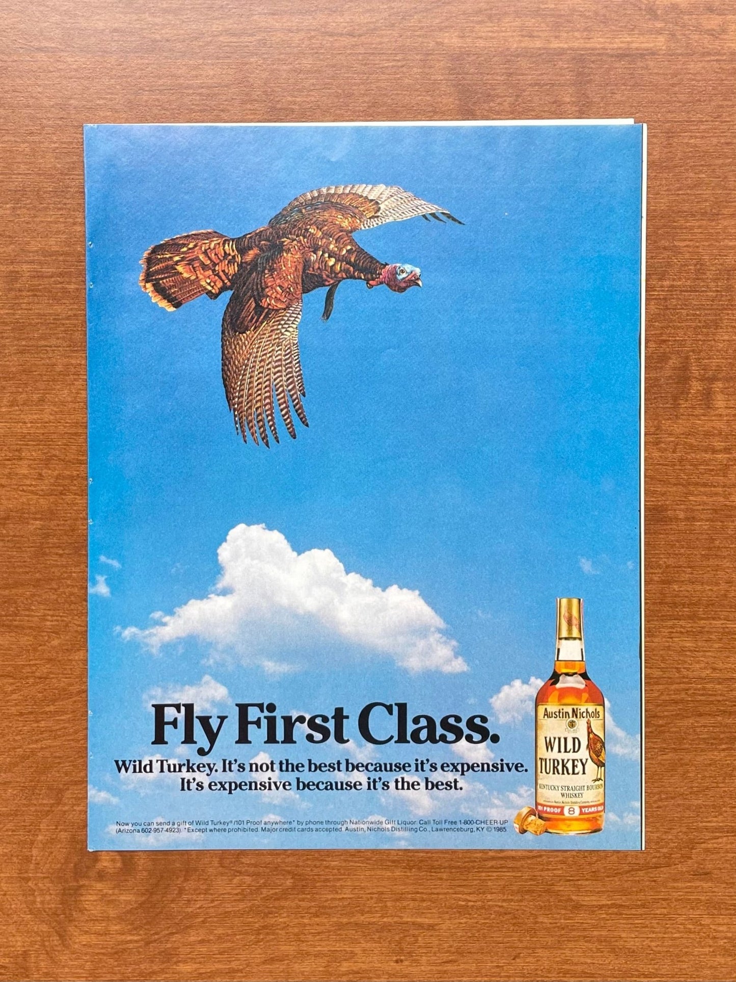 1980s Wild Turkey Bourbon Whiskey "Fly First Class" Advertisement