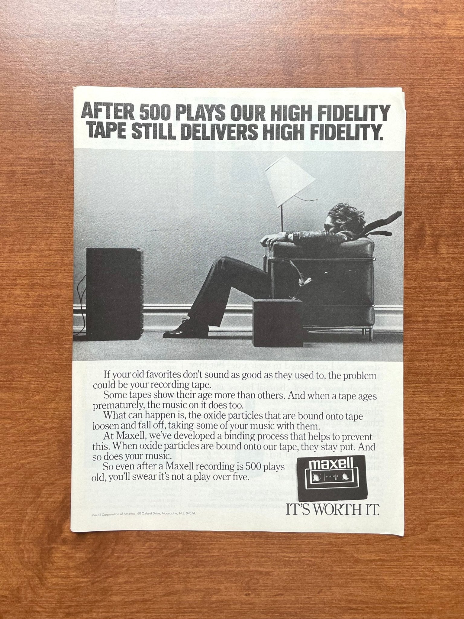 1981 Maxell Tape "After 500 Plays... High Fidelity" Advertisement