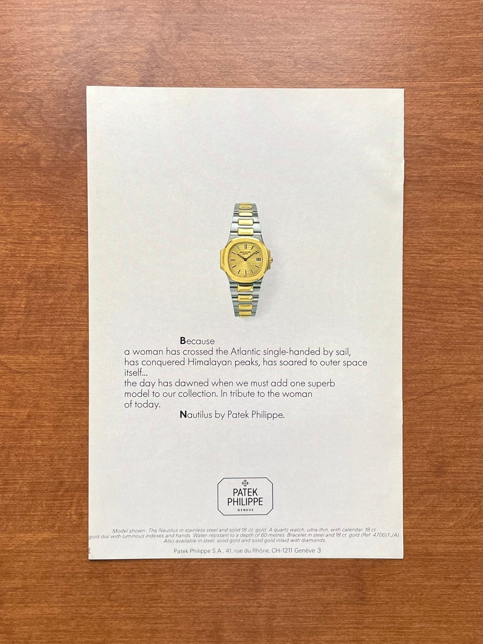 1981 Patek Philippe "Ladies" Nautilus Ref. 4700 Advertisement