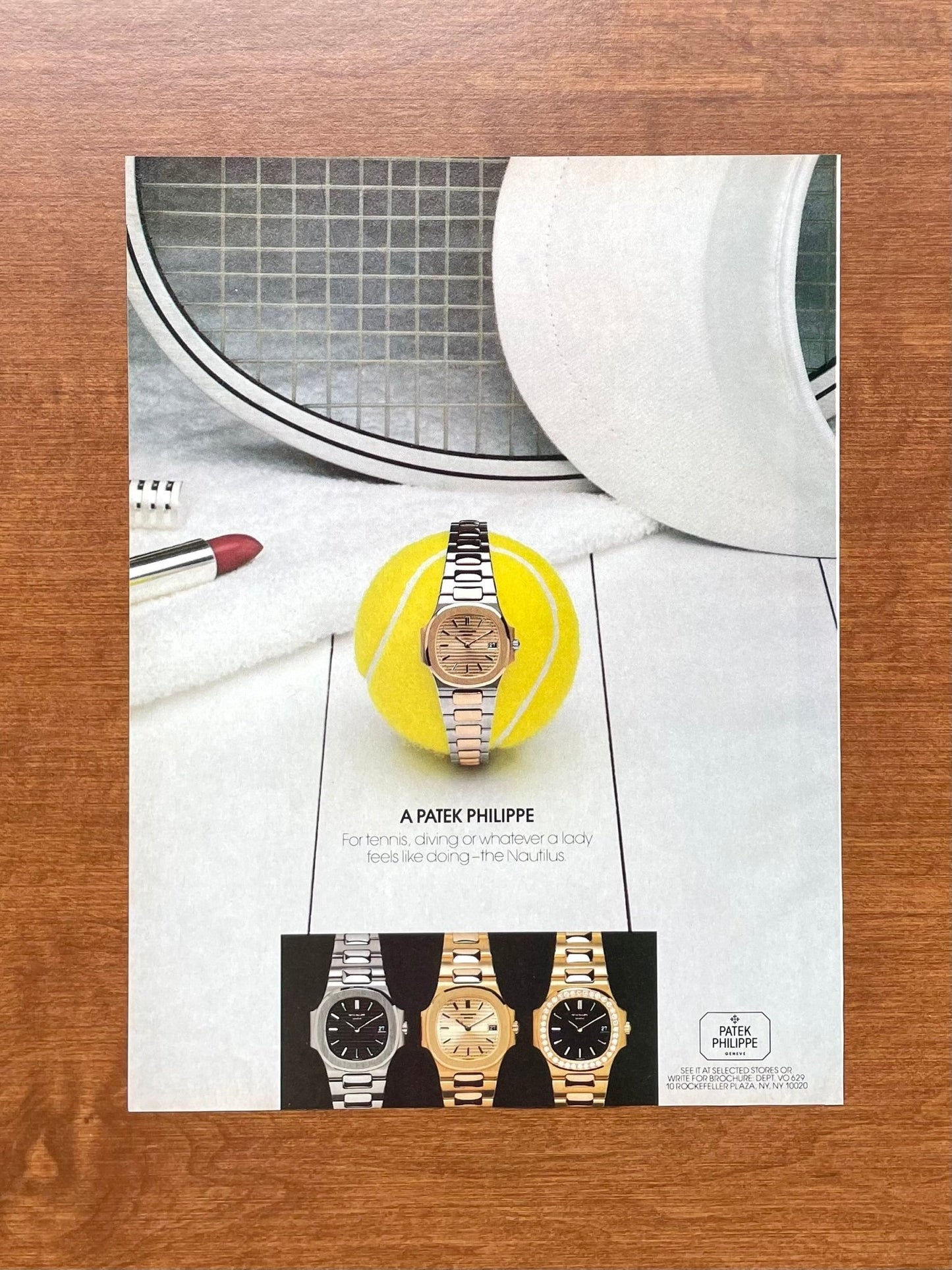 1981 Patek Philippe Nautilus for Ladies "tennis, diving, or whatever..." Advertisement