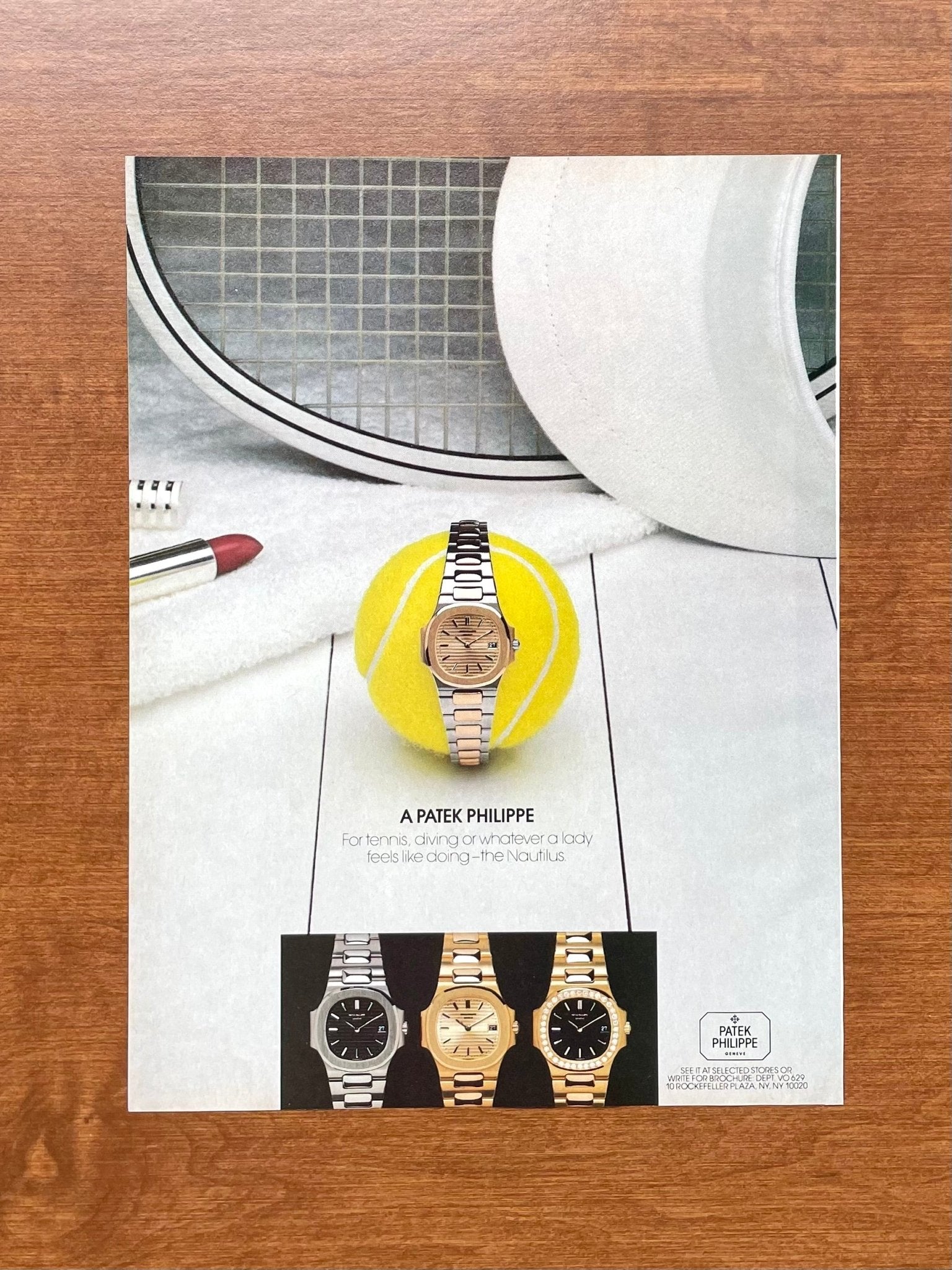 1981 Patek Philippe Nautilus for Ladies "tennis, diving, or whatever..." Advertisement