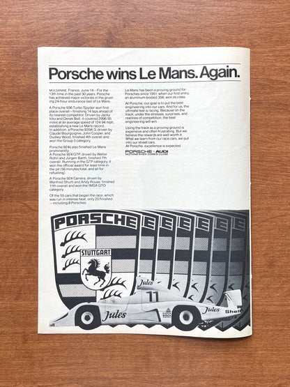1981 Porsche "Wins Le Mans. Again." Advertisement