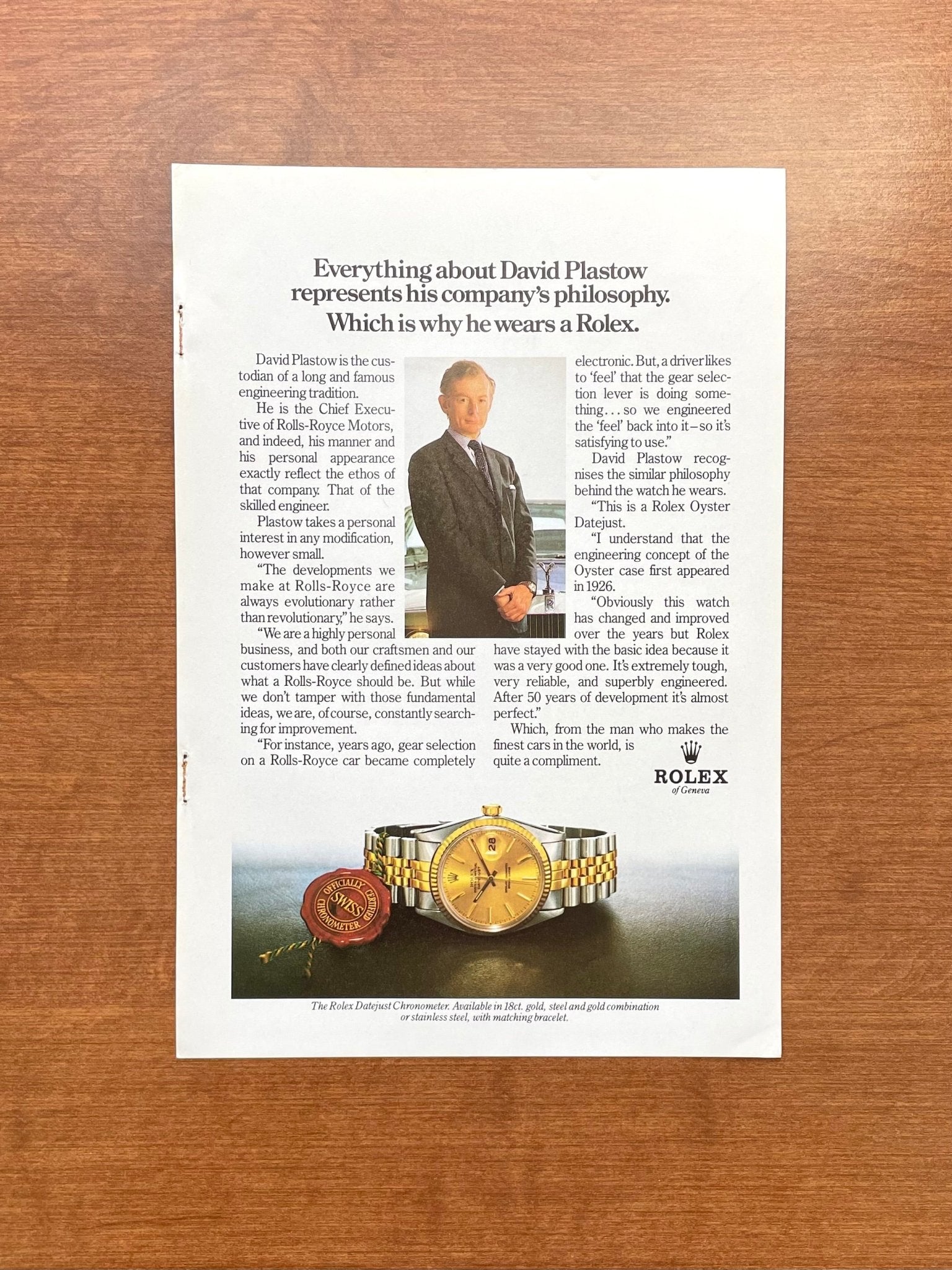 1981 Rolex Datejust Ref. 16013 feat. David Plastow Advertisement