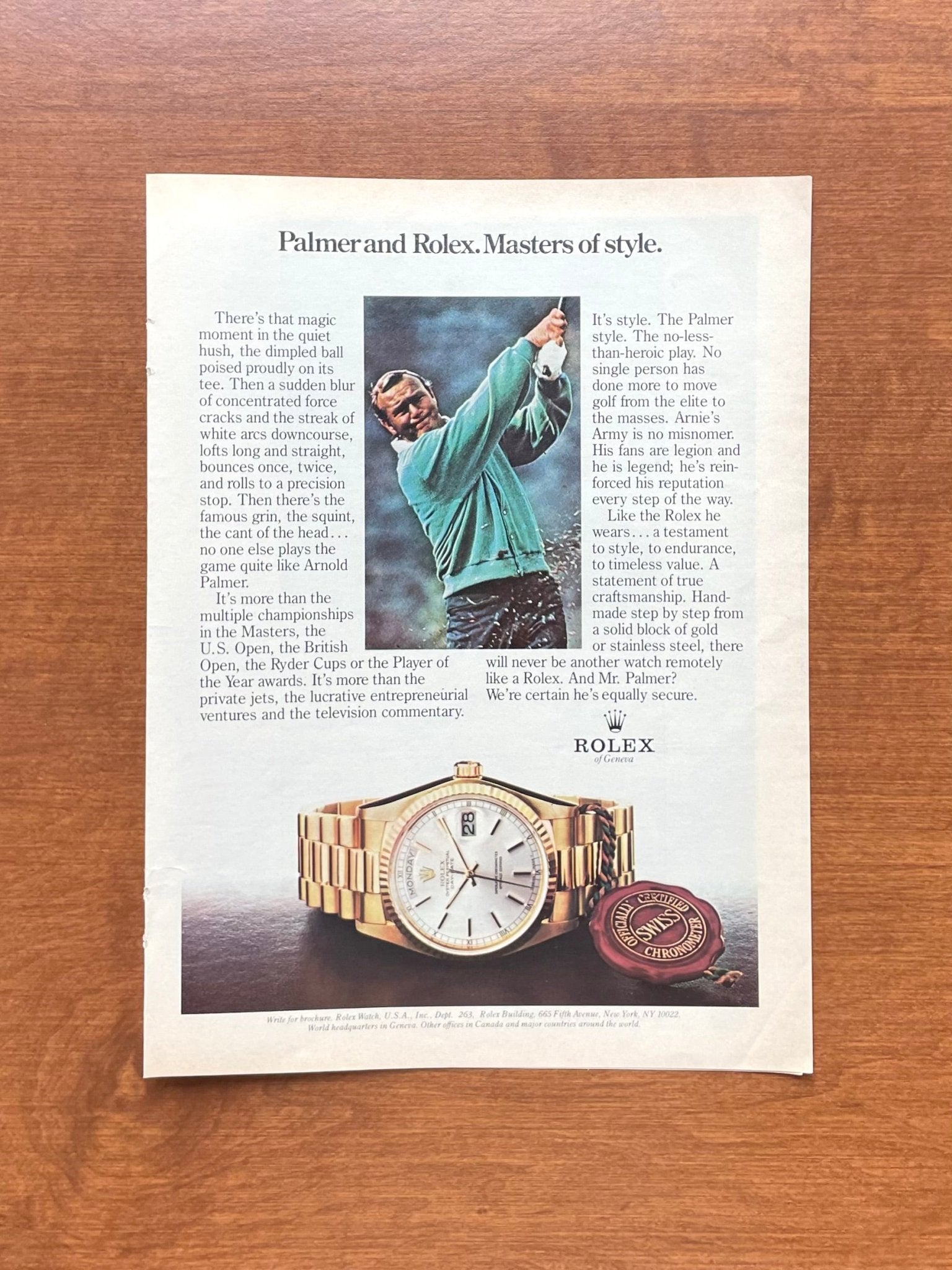 1981 Rolex Day Date Ref. 18038 feat. Arnold Palmer Advertisement