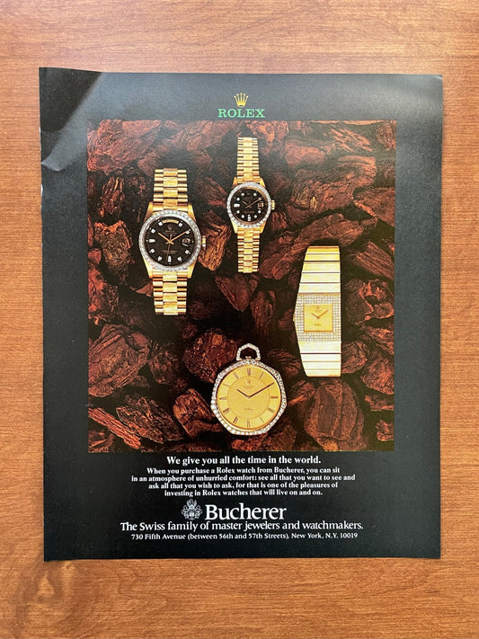 1981 Rolex Day Date Ref. 18048 "We give you all the time in the world" Bucherer Advertisement