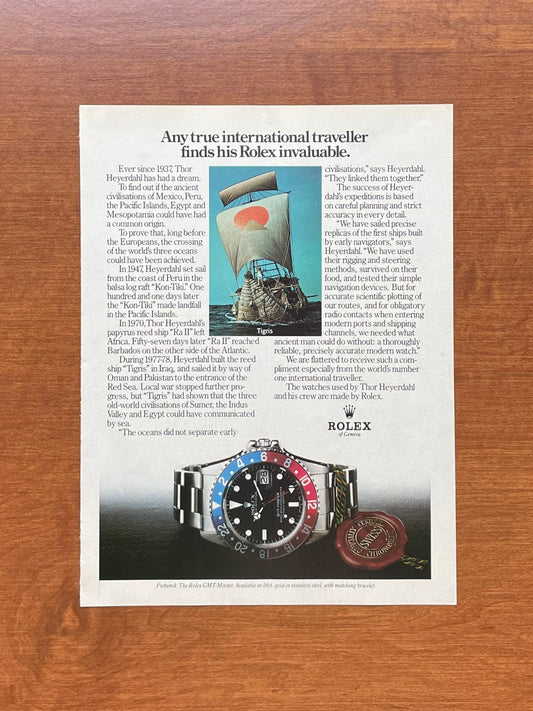 1981 Rolex GMT Master Ref. 1675 "Any true international traveller..." Advertisement