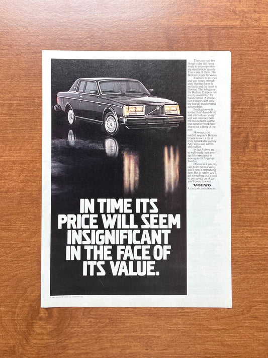 1981 Volvo Bertone Coupe "Price will seem insignificant..." Advertisement