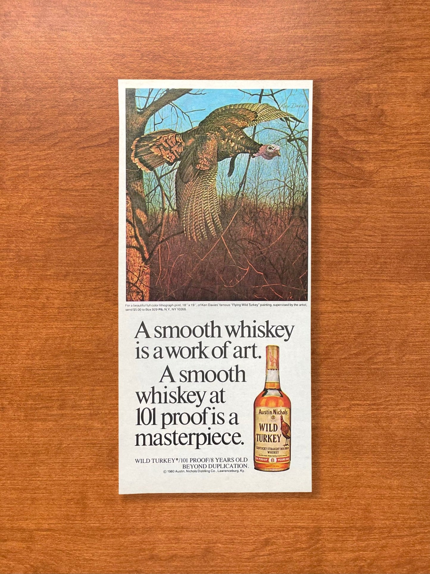 1981 Wild Turkey Bourbon Whiskey "art... masterpiece" Advertisement