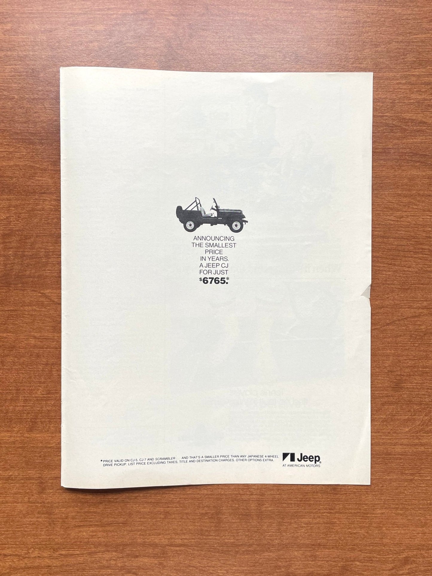 1982 Jeep CJ "Smallest Price" Advertisement