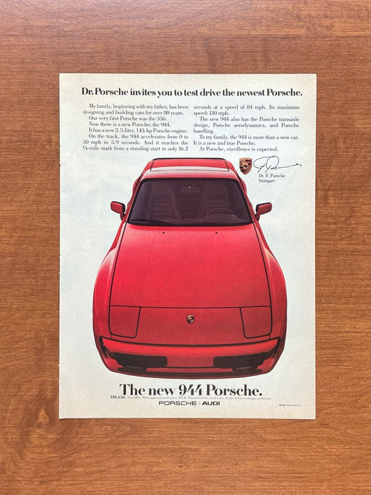 1982 Porsche 944 "test drive the newest..." Advertisement