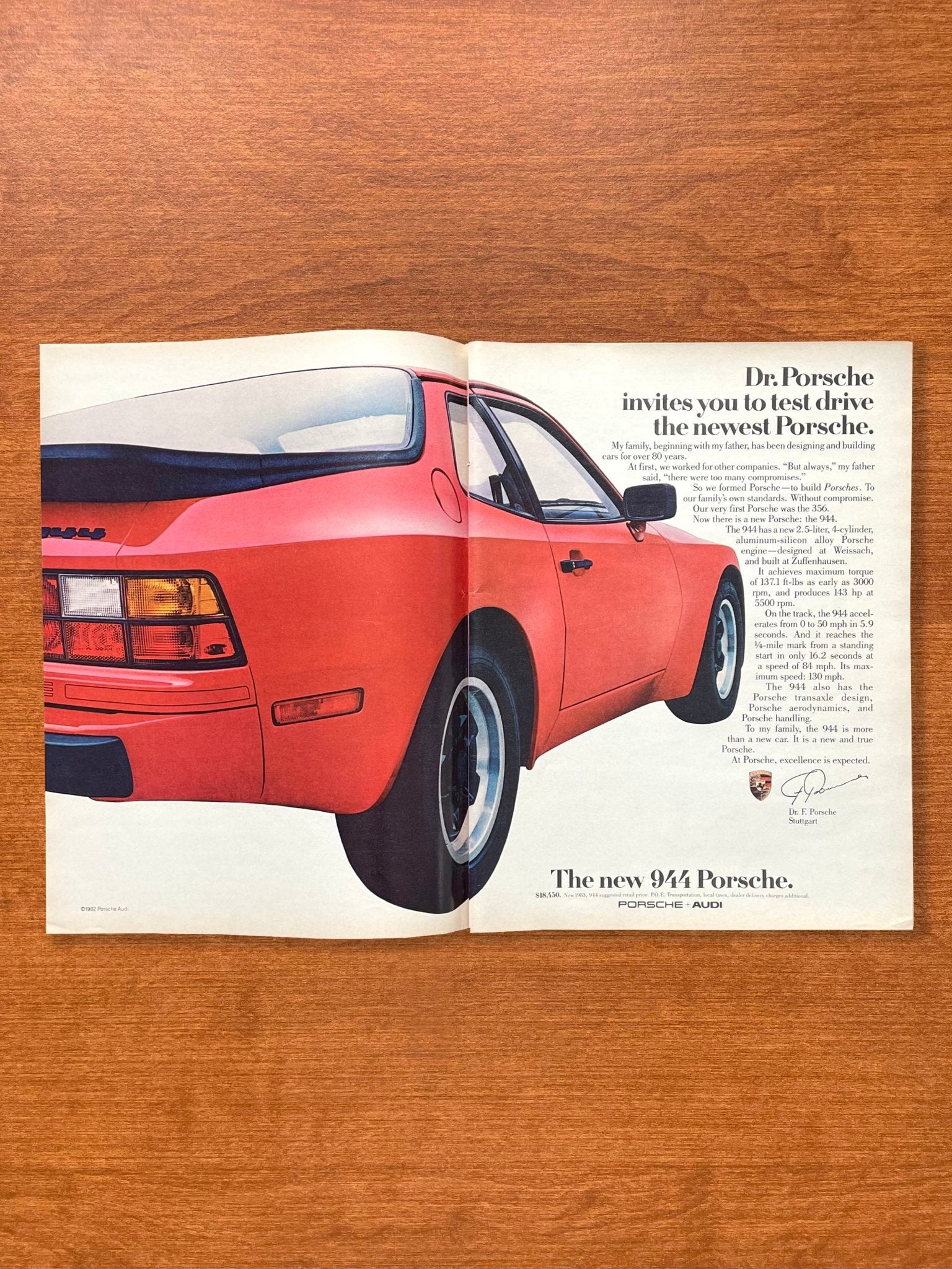 1982 Porsche 944 "test drive the newest" Advertisement