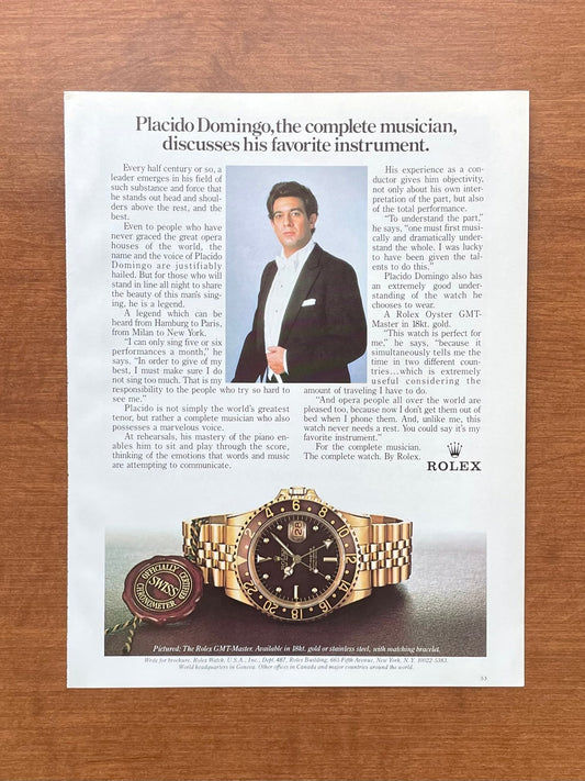 1982 Rolex GMT Master Ref. 16758 feat. Placido Domingo Advertisement