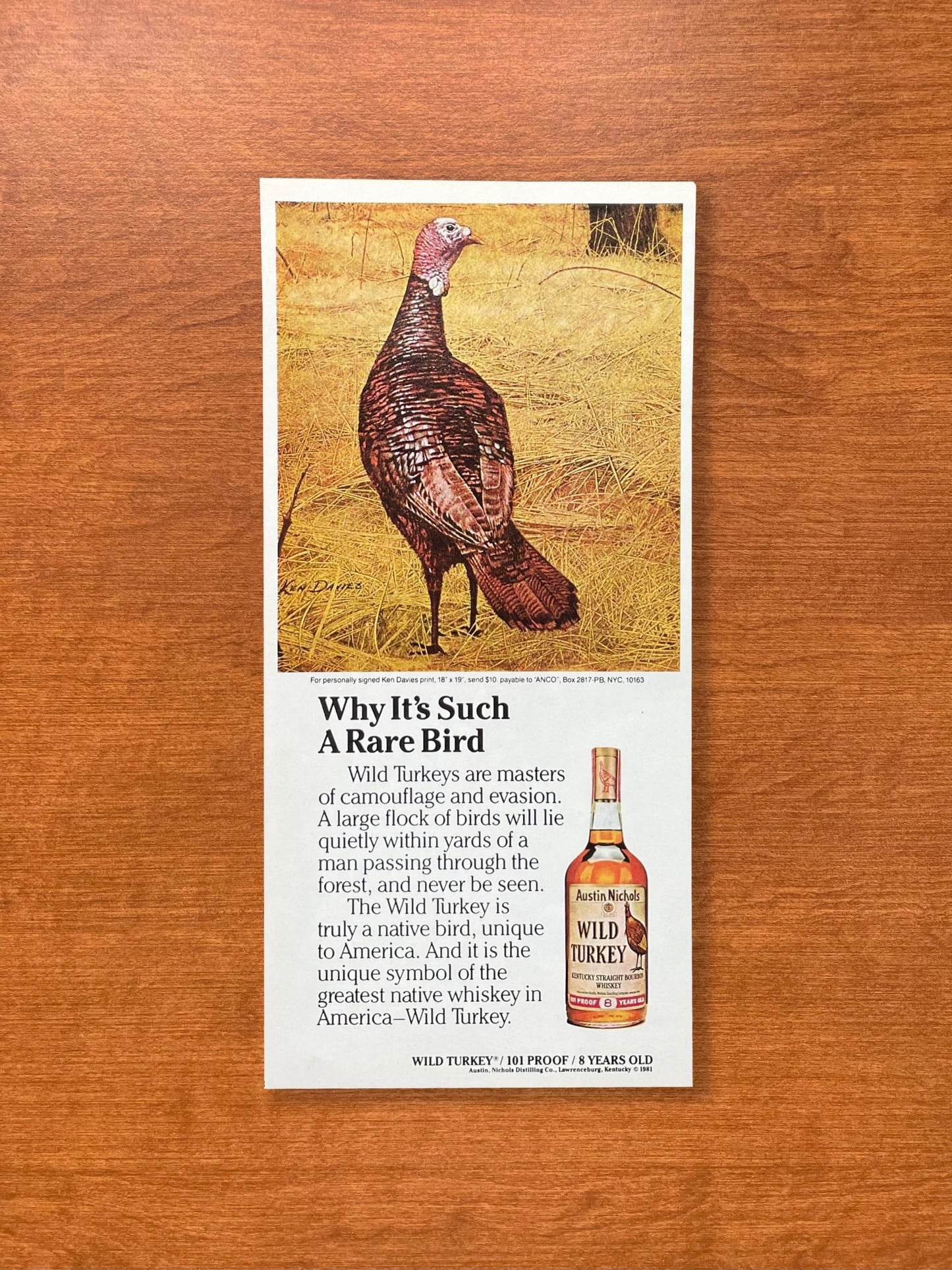 1982 Wild Turkey Bourbon Whiskey "Such a Rare Bird" Advertisement