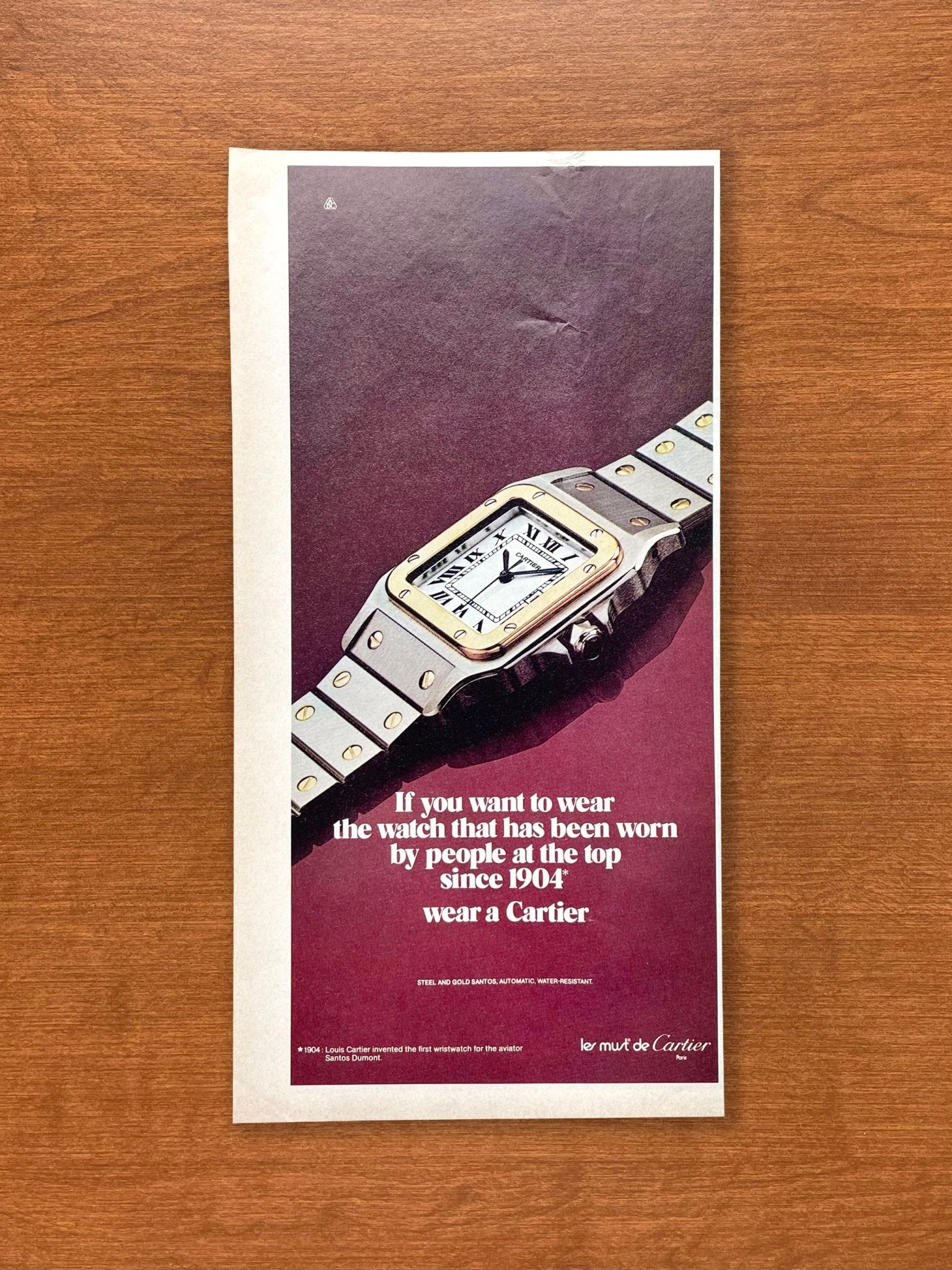 1983 Cartier Santos "since 1904" Advertisement