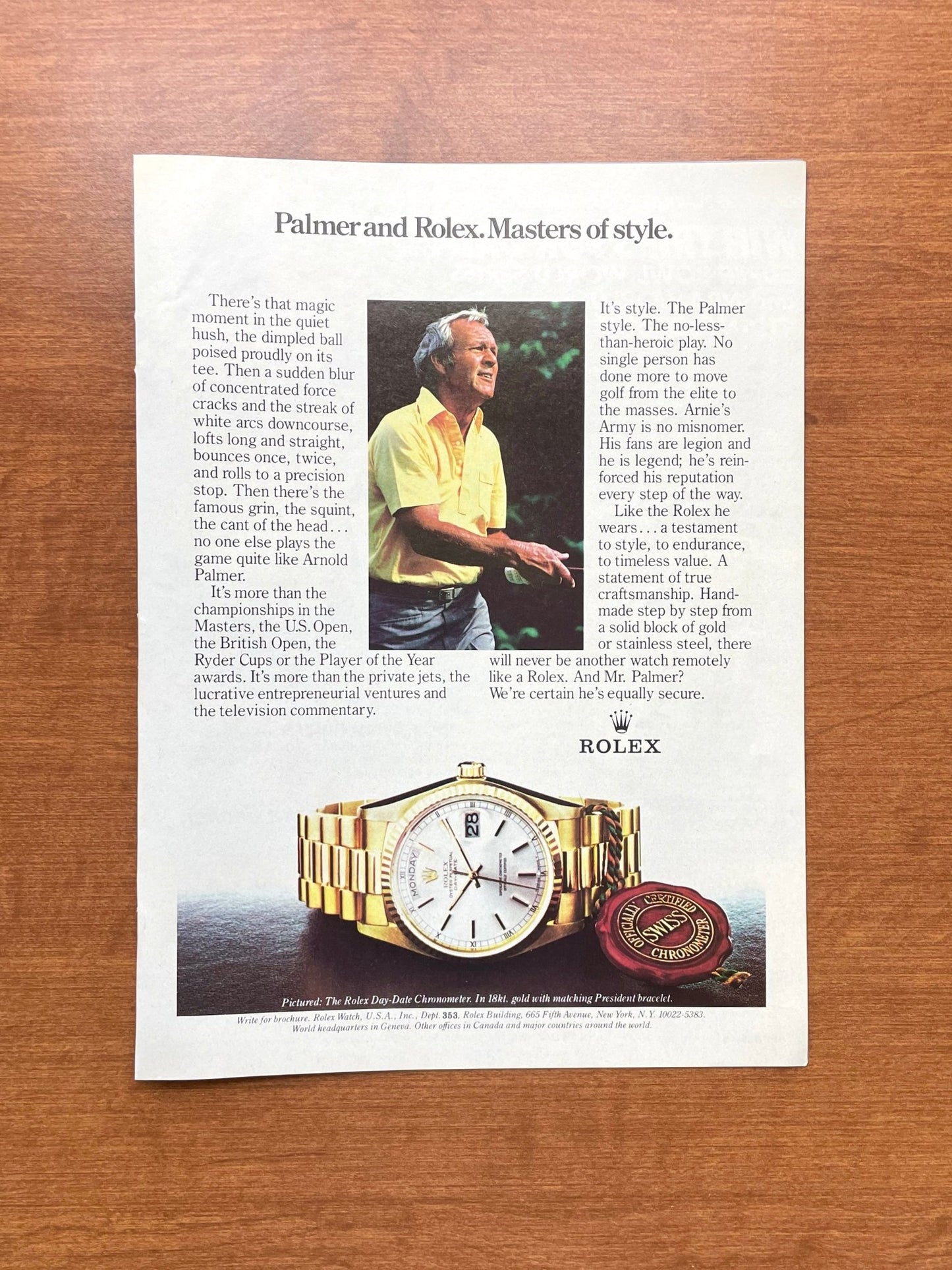 1983 Rolex Day Date Ref. 18038 feat. Arnold Palmer Advertisement