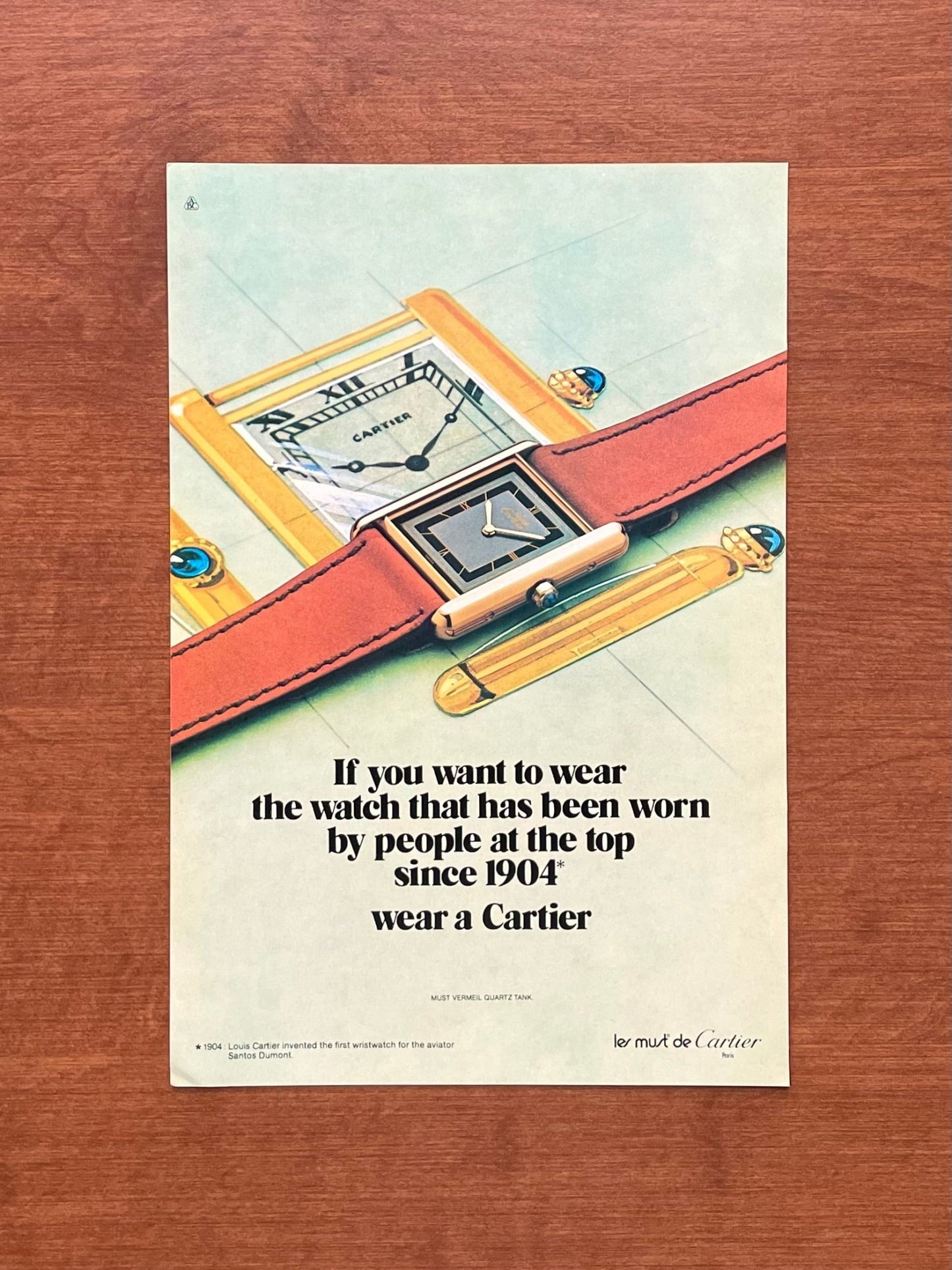 1984 Cartier Tank Must Vermiel "worn by people at the top" Advertisement