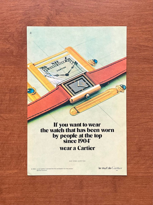 1984 Cartier Tank Must Vermiel "worn by people at the top" Advertisement