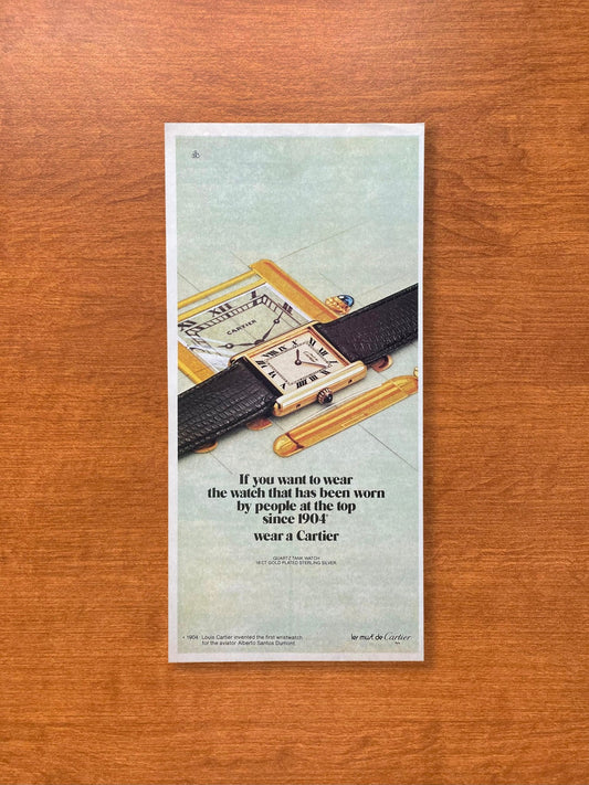1984 Cartier Tank Must Vermiel "worn by people at the top" Advertisement