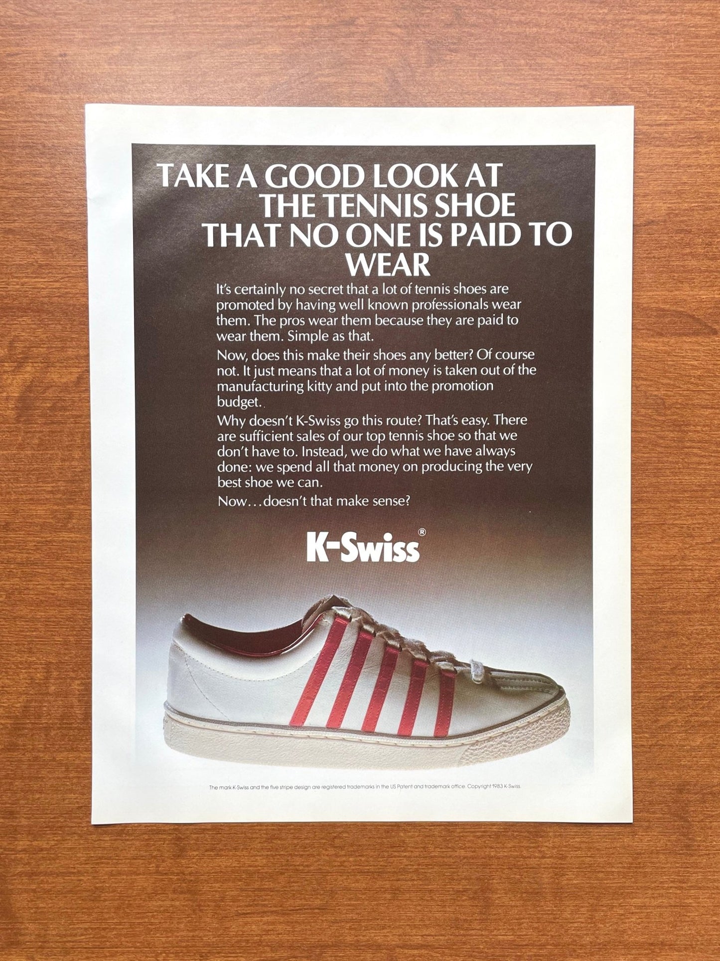 1984 K Swiss Tennis Sneaker Advertisement