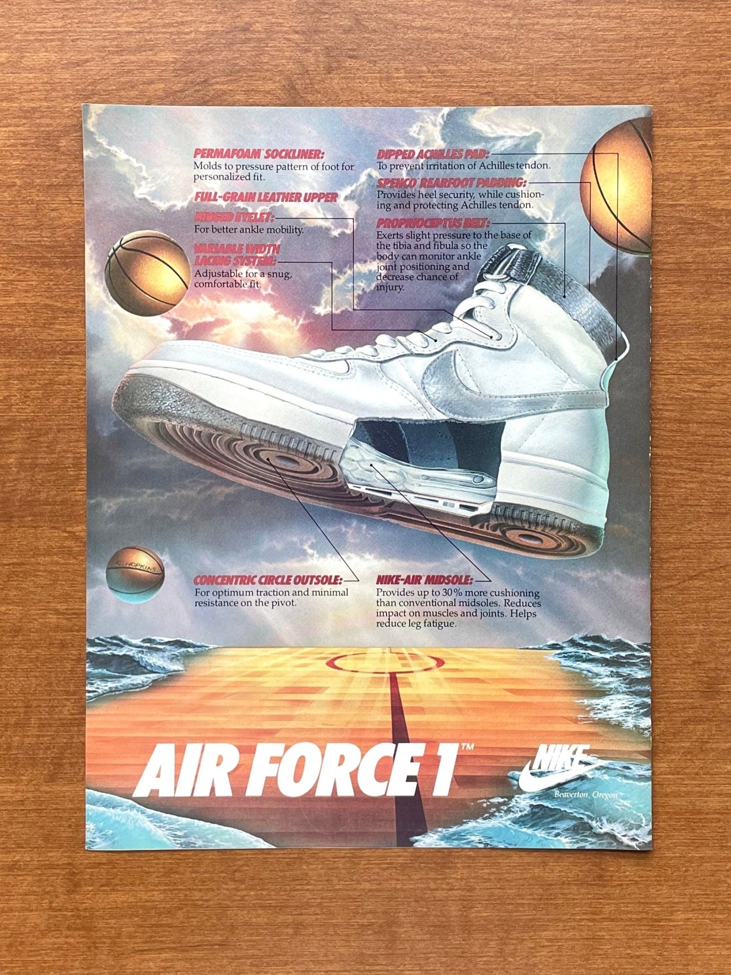 1984 Nike Air Force 1 Basketball Sneaker Advertisement