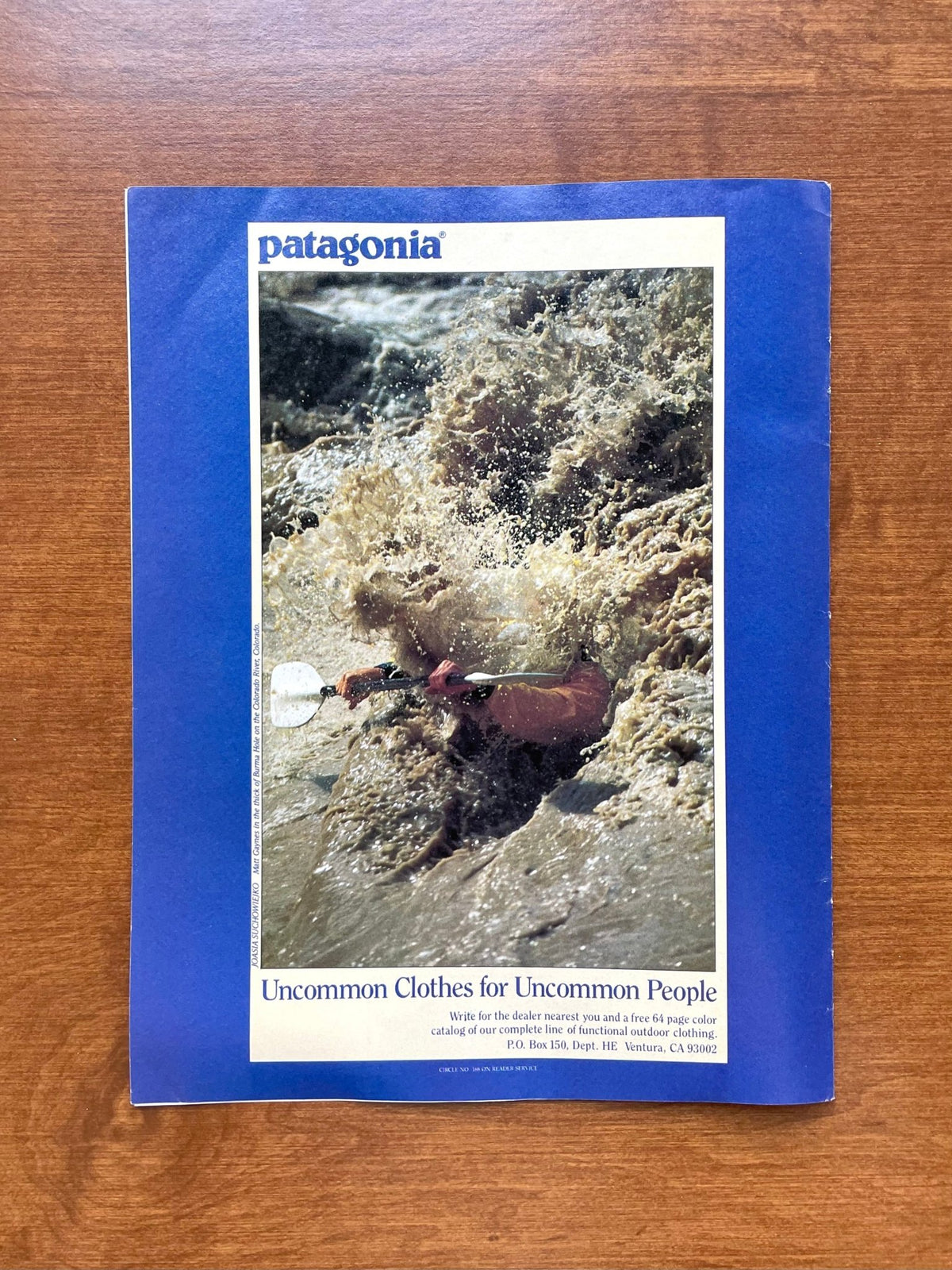 1984 Patagonia "Uncommon Clothes for Uncommon People" Kayak Advertisement