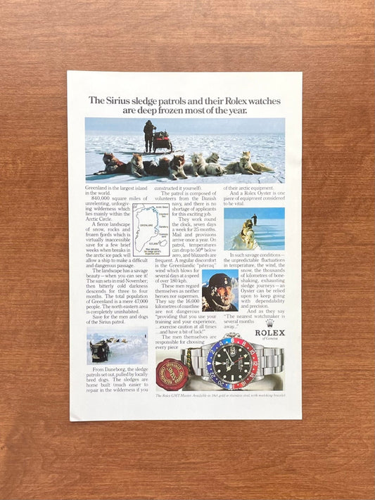 1984 Rolex GMT Master Ref. 16750 "Sirius sledge patrols..." Advertisement