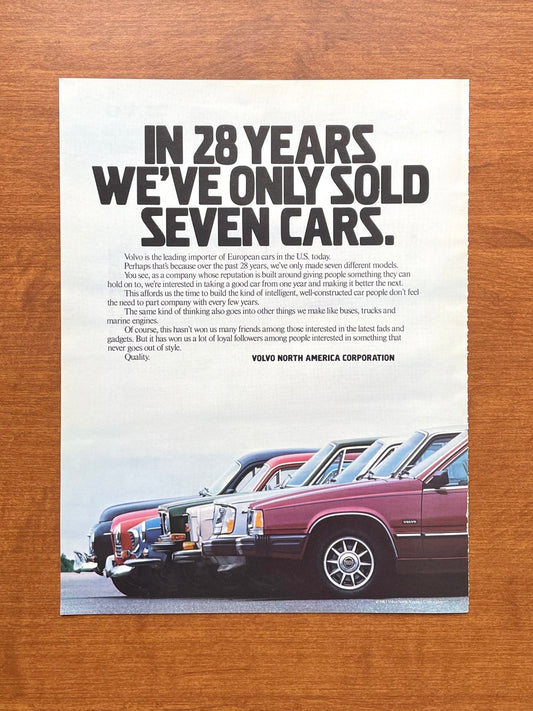 1984 Volvo "28 years... sold seven cars" Advertisement