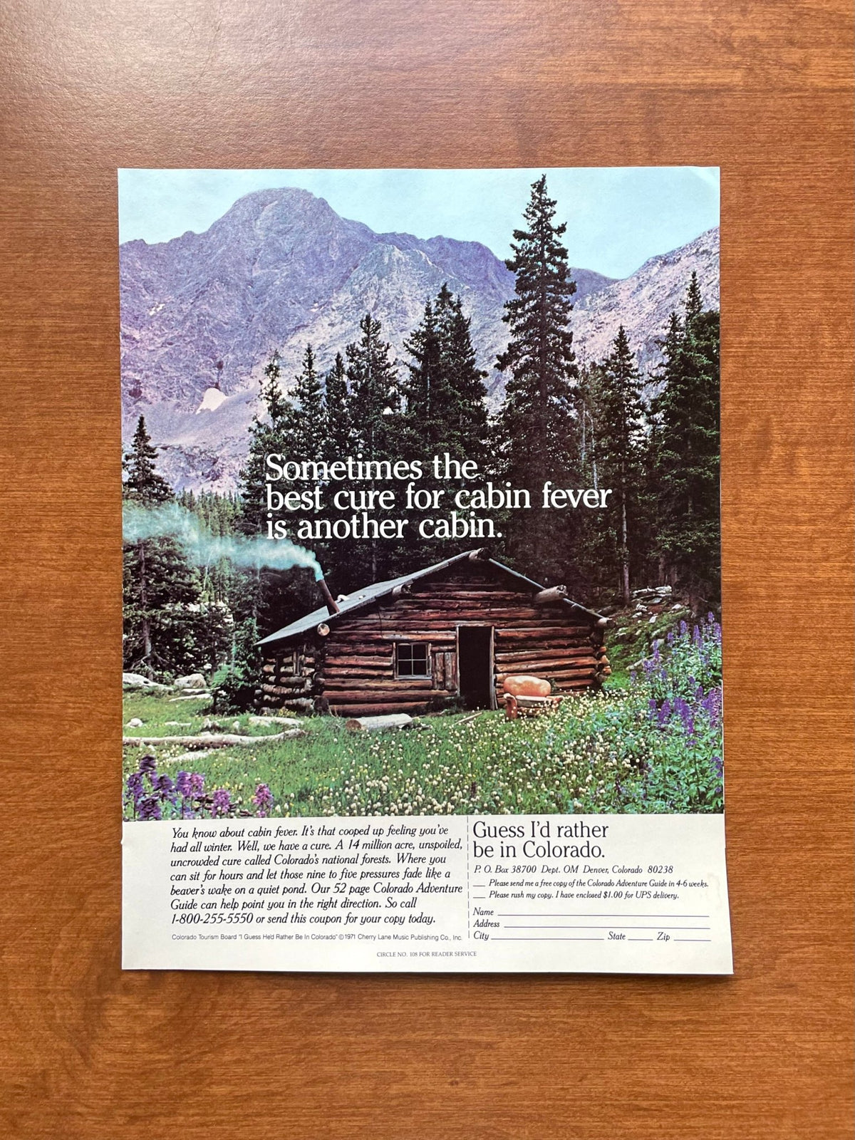 1985 Colorado "best cure for cabin fever..." Advertisement