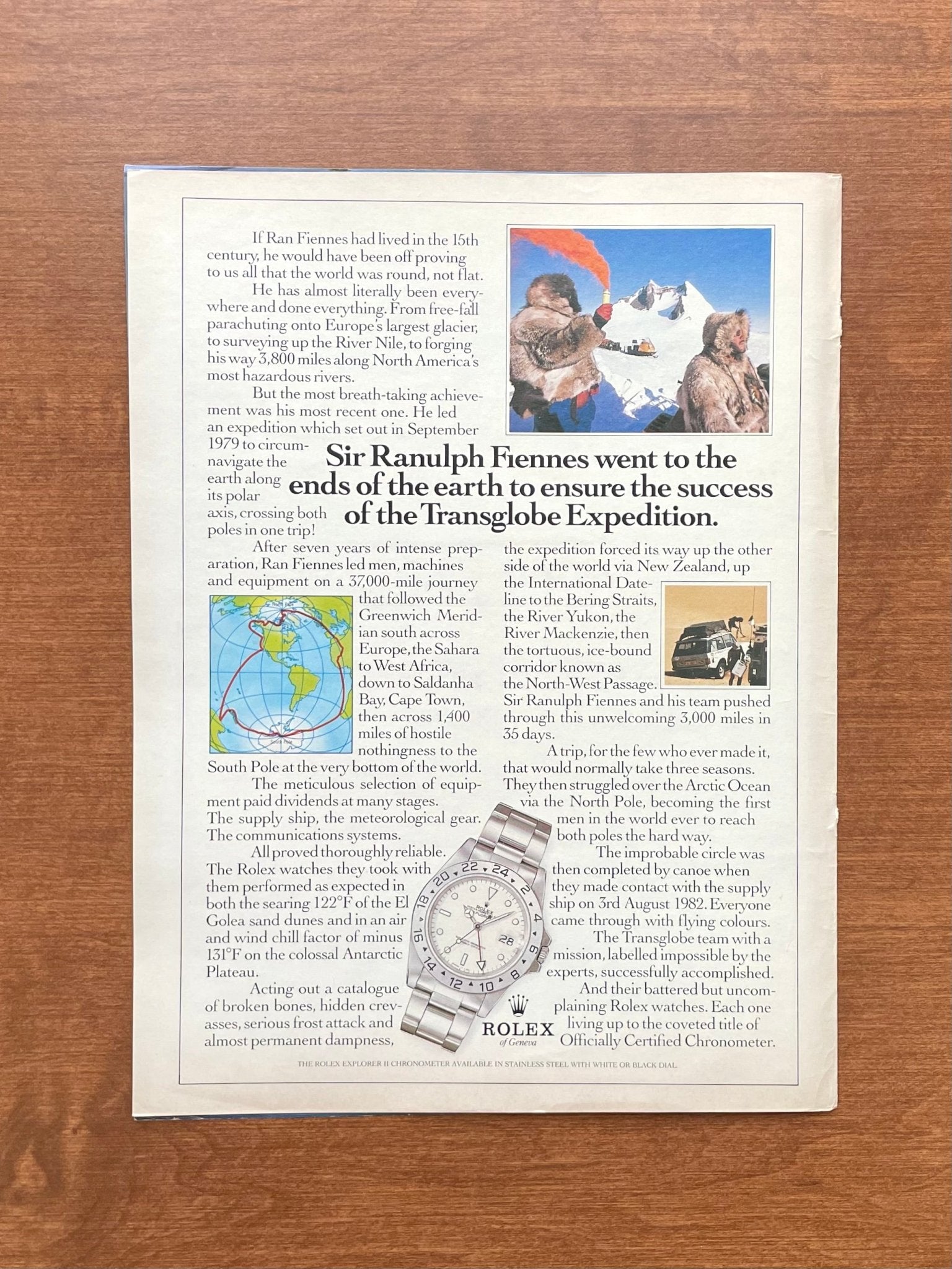 1985 Rolex Explorer II Ref. 16550 "Transglobe Expedition." Advertisement