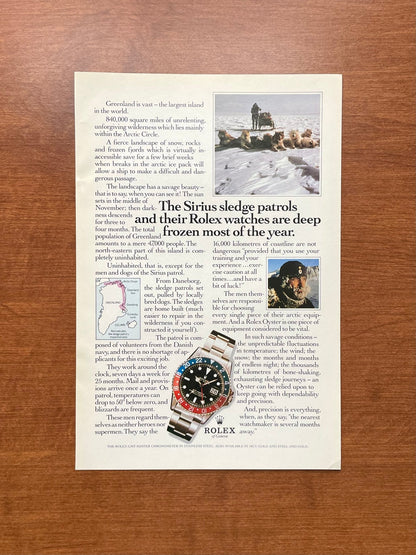 1985 Rolex GMT Master Ref. 16750 "The Sirius sledge patrols..." Advertisement