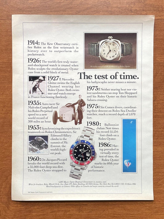 1986 Rolex GMT Master Ref. 16750 "The test of time." Advertisement