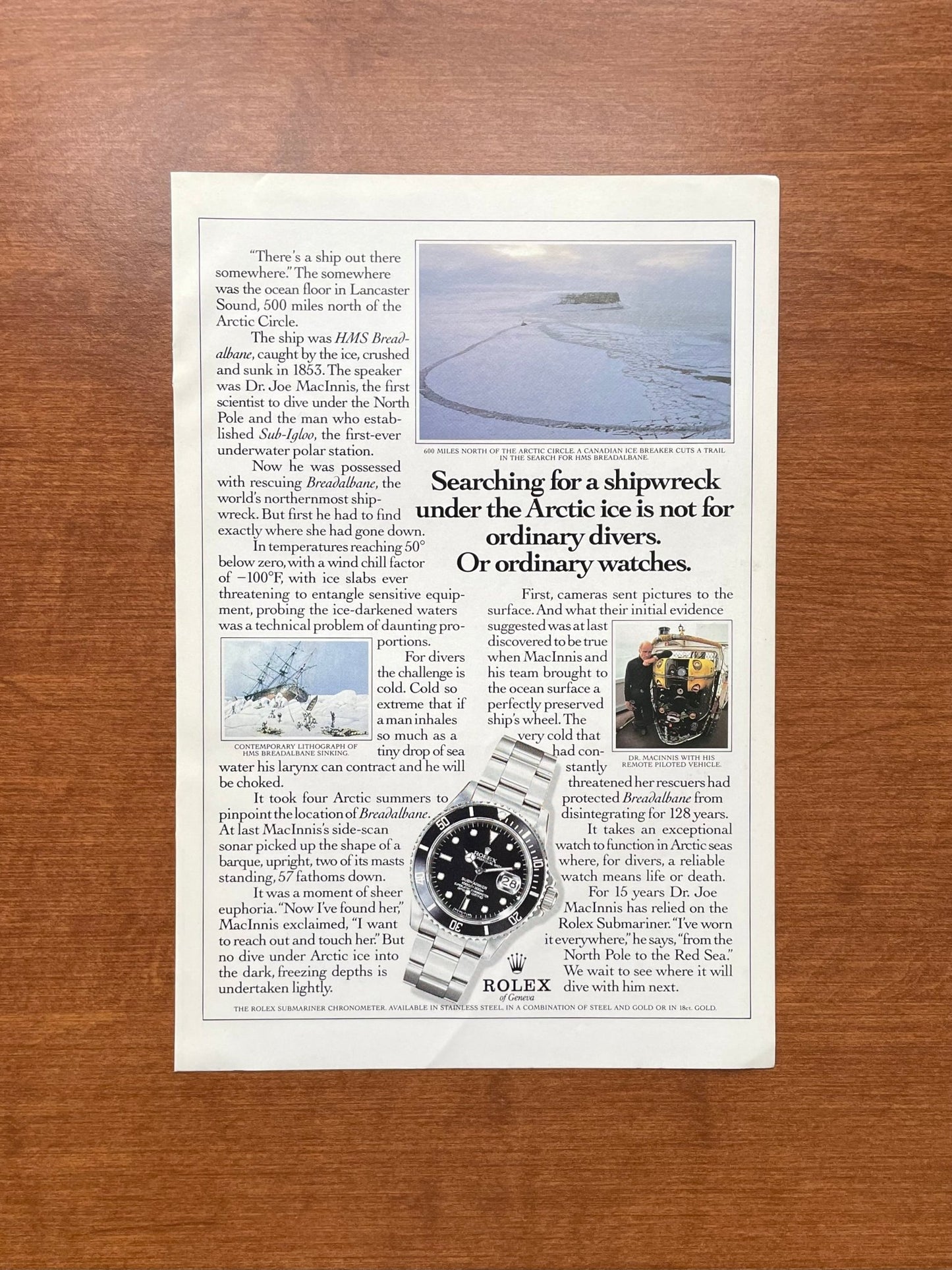 1986 Rolex Submariner Ref. 16800 "Searching for a shipwreck..." Advertisement
