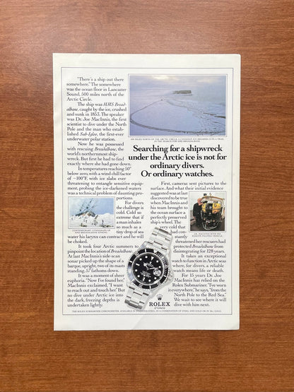 1986 Rolex Submariner Ref. 16800 "Searching for a shipwreck..." Advertisement